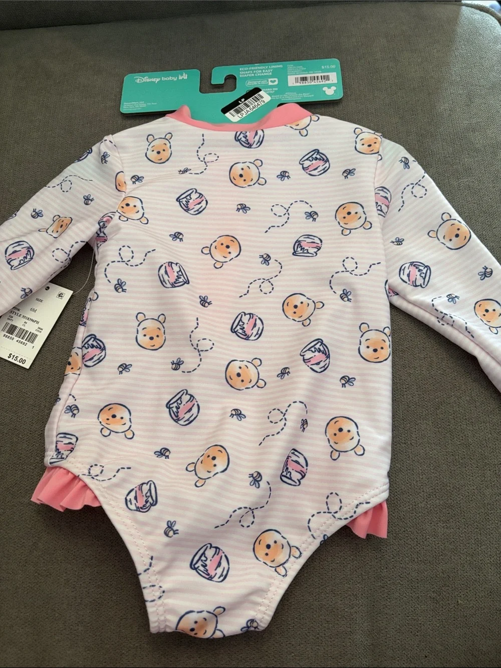Disney Baby Pink Winnie the Pooh One-Piece Swimsuit. UPF 50+